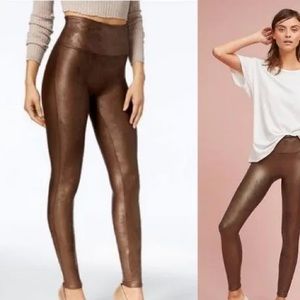 Spanx faux leather leggings, color bronze metal, size M, NWT